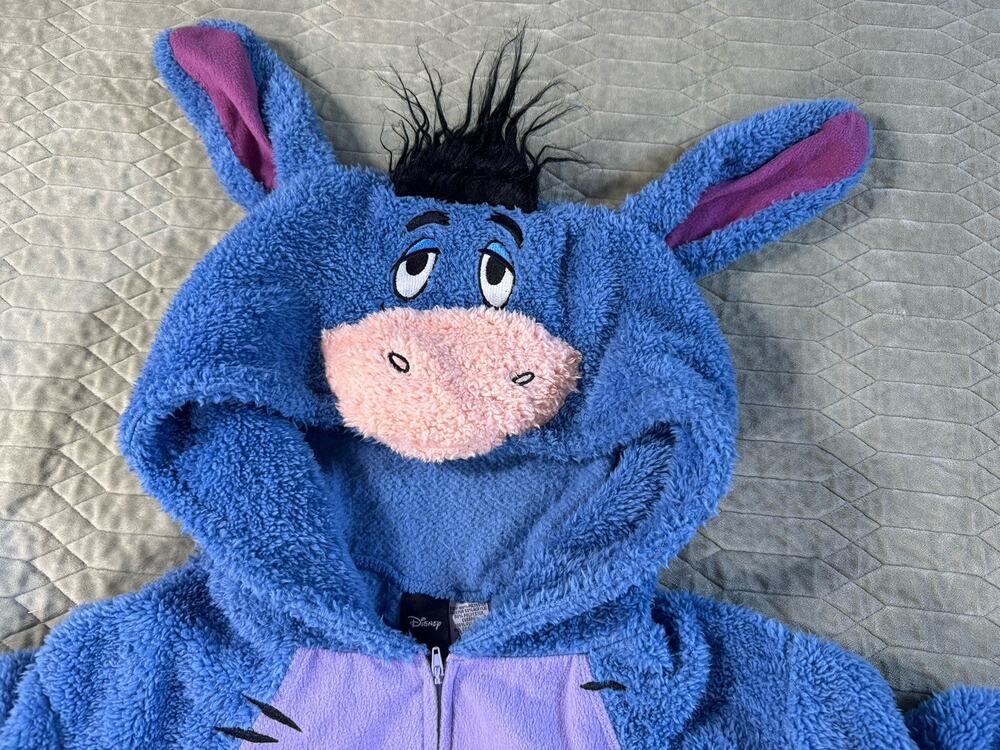 Disney Eeyore Adult One-Piece Blue Hooded Sleepwear Costume Suit Zip-Up XL - Picture 1 of 7